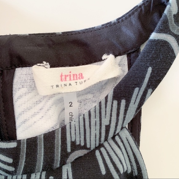 Trina Turk Floral Jersey Halter Dress 2 Black Grey - Picture 5 of 7